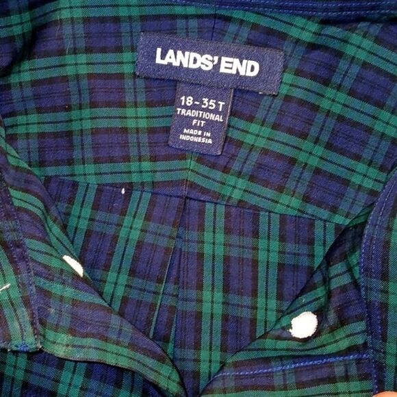 Lands' End Men's Plaid No Iron Long Sleeve Shirt - Picture 3 of 3